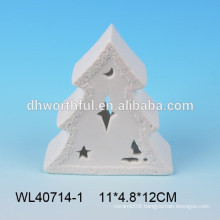 Christmas tree series white porcelain ornament with hollow design